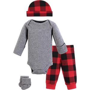 imageHudson Baby Unisex Thermal Preemie Layette Set 4pc Long Sleeve OutfitBuffalo Plaid