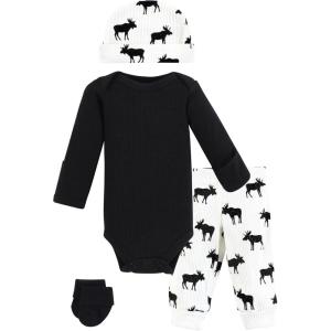 imageHudson Baby Unisex Thermal Preemie Layette Set 4pc Long Sleeve OutfitMoose