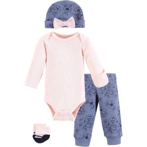 imageHudson Baby Unisex Thermal Preemie Layette Set 4pc Long Sleeve OutfitNavy Toile