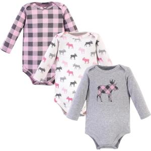 imageHudson Baby Unisex Baby Cotton BodysuitsPink Moose