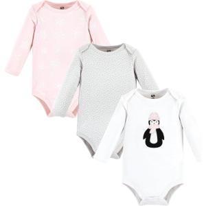 imageHudson Baby Unisex Baby Cotton BodysuitsPink Penguin