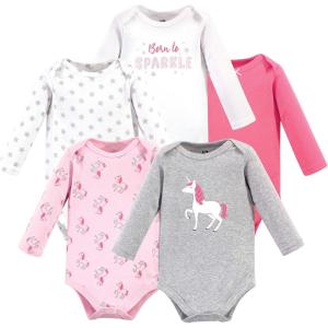 imageHudson Baby Unisex Baby Cotton BodysuitsPink Unicorn