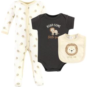 imageHudson Baby babyboys Av2024hudson Baby Unisex Baby Cotton Sleep and Play Bodysuit and Bandana Bib Set607dbe08Brave Lion