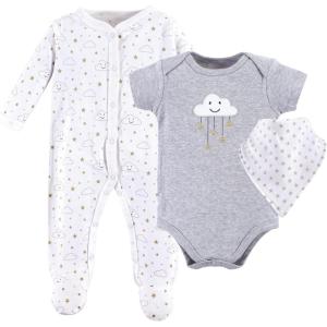 imageHudson Baby babyboys Av2024hudson Baby Unisex Baby Cotton Sleep and Play Bodysuit and Bandana Bib Set607dbe08Gray Clouds
