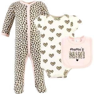 imageHudson Baby babyboys Av2024hudson Baby Unisex Baby Cotton Sleep and Play Bodysuit and Bandana Bib Set607dbe08Leopard Hearts