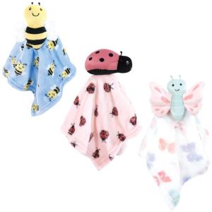imageHudson Baby Unisex Baby Animal Face Security Blanket Pastel Sea 3Pack One SizeButterfly 3pack