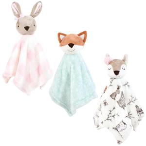imageHudson Baby Unisex Baby Animal Face Security Blanket Pastel Sea 3Pack One SizeEnchanted Forest 3pack