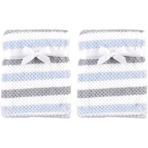 imageHudson Baby Unisex Baby Plush Waffle Blanket Moose One SizeBlue Gray Stripe
