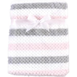imageHudson Baby Unisex Baby Plush Waffle Blanket Moose One SizePink Gray Stripe