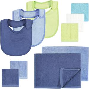 imageHudson Baby Baby Rayon Bib Burp Cloth and Washcloth 10PkBlue Lime