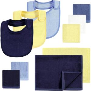 imageHudson Baby Baby Rayon Bib Burp Cloth and Washcloth 10PkBlue Yellow