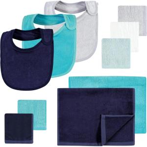 imageHudson Baby Baby Rayon Bib Burp Cloth and Washcloth 10PkNavy Teal