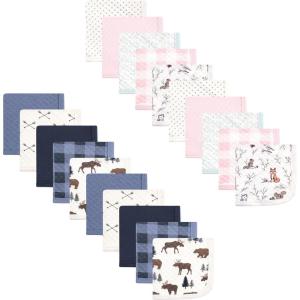 imageHudson Baby Unisex Baby 20Pc Quilted Cotton Washcloths Enchanted Forest One SizeMoose Bear Enchanted Forest