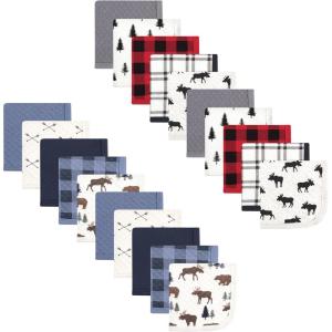 imageHudson Baby Unisex Baby 20Pc Quilted Cotton Washcloths Enchanted Forest One SizeMoose Moose Bear