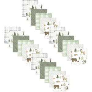 imageHudson Baby Unisex Baby 24Pc Quilted Cotton Washcloths Boy Forest One SizeForest Animals