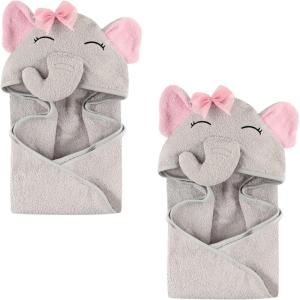 imageHudson Baby Unisex Baby Cotton Animal Face Hooded Towel Bundle Set Sailor Bear Pelican One SizePretty Elephant 2piece
