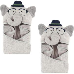 imageHudson Baby Unisex Baby Cotton Animal Face Hooded Towel Bundle Set Sailor Bear Pelican One SizeSmart Elephant 2piece
