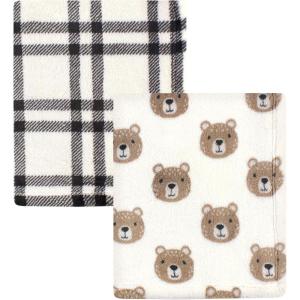 imageHudson Baby Unisex Baby Cozy Plush Luxury Blankets 2pk Pink Moose One SizeBear