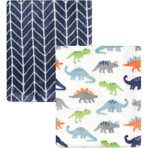 imageHudson Baby Unisex Baby Cozy Plush Luxury Blankets 2pk Pink Moose One SizeDinosaurs