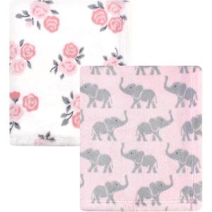 imageHudson Baby Unisex Baby Cozy Plush Luxury Blankets 2pk Pink Moose One SizePink Elephants