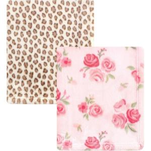imageHudson Baby Unisex Baby Cozy Plush Luxury Blankets 2pk Pink Moose One SizeRose Leopard
