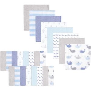 imageHudson Baby Unisex Baby Rayon from Bamboo Washcloth Bundle Sharks One SizeBlue Whales
