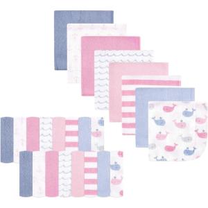 imageHudson Baby Unisex Baby Rayon from Bamboo Washcloth Bundle Sharks One SizePink Whale
