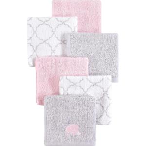 imageHudson Baby Unisex Baby Super Soft Cotton Washcloths Elephants One SizePink Elephant
