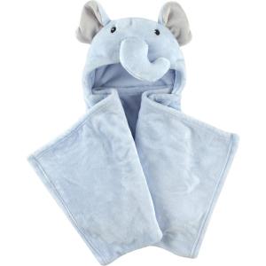 imageHudson Baby Unisex Baby and Toddler Hooded Animal Face Plush Blanket Orange Fox One SizeBlue Elephant