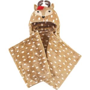 imageHudson Baby Unisex Baby and Toddler Hooded Animal Face Plush Blanket Orange Fox One SizeGirl Reindeer