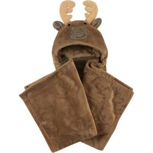 imageHudson Baby Unisex Baby and Toddler Hooded Animal Face Plush Blanket Orange Fox One SizeMoose