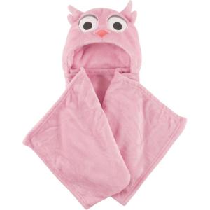 imageHudson Baby Unisex Baby and Toddler Hooded Animal Face Plush Blanket Orange Fox One SizePink Owl
