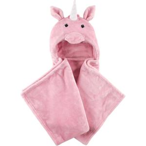 imageHudson Baby Unisex Baby and Toddler Hooded Animal Face Plush Blanket Orange Fox One SizePink Unicorn