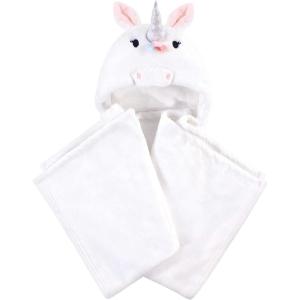 imageHudson Baby Unisex Baby and Toddler Hooded Animal Face Plush Blanket Orange Fox One SizeRainbow Unicorn
