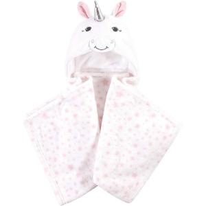 imageHudson Baby Unisex Baby and Toddler Hooded Animal Face Plush Blanket Orange Fox One SizeWhite Unicorn
