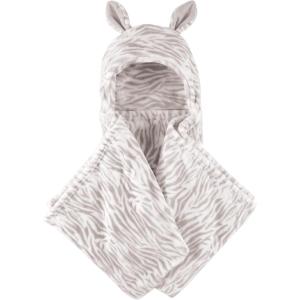 imageHudson Baby Unisex Baby and Toddler Hooded Animal Face Plush Blanket Orange Fox One SizeZebra