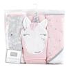 imageHudson Baby Unisex Baby Cotton Rich Hooded Towels Fawn One SizePink Unicorn