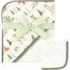 imageHudson Baby Unisex Baby Cotton Hooded Towel and Washcloth Blue Elephant One SizeForest Animals