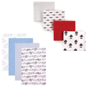 imageFlannel Receiving Blanket 8PackAirplaneMustacheHat