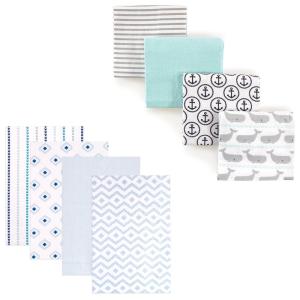 imageFlannel Receiving Blanket 8PackBoy ModernGray Whales