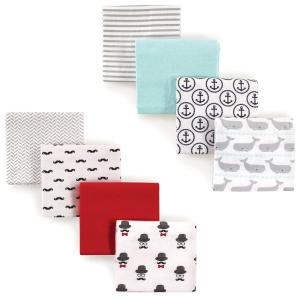 imageFlannel Receiving Blanket 8PackGray WhalesMustacheHat