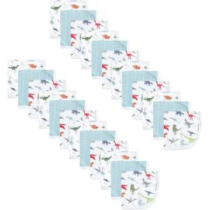 imageHudson Baby Unisex Baby 24Pc Cotton Muslin Washcloths Forest Animals One SizeDino