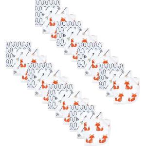 imageHudson Baby Unisex Baby 24Pc Cotton Muslin Washcloths Forest Animals One SizeFoxes