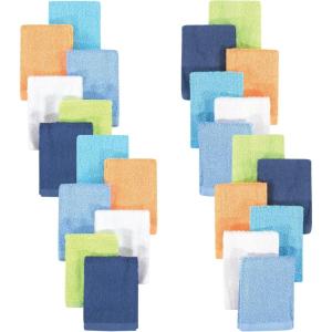 imageHudson Baby Unisex Baby 24Pc Rayon from Bamboo Woven Washcloths Soft Neutral One SizeBlue Orange Lime