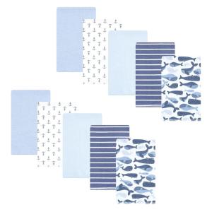 imageHudson Baby Unisex Baby Cotton Flannel Burp Cloths 10Pack Cute Whales One Size