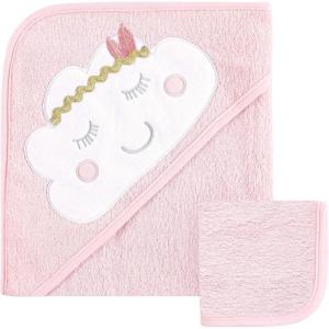 imageHudson Baby Unisex Baby Cotton Hooded Towel and Washcloth Blue Elephant One SizeBoho Cloud