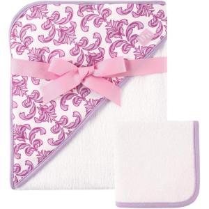 imageHudson Baby Unisex Baby Cotton Hooded Towel and Washcloth Blue Elephant One SizeBrocade