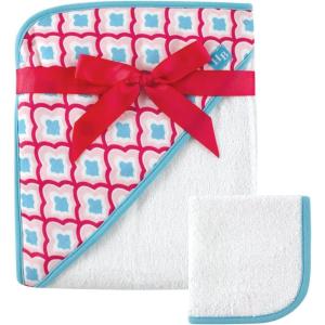 imageHudson Baby Unisex Baby Cotton Hooded Towel and Washcloth Blue Elephant One SizeDark Pink