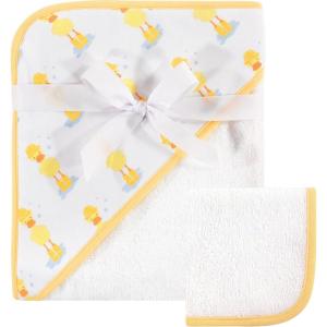 imageHudson Baby Unisex Baby Cotton Hooded Towel and Washcloth Blue Elephant One SizeDuck