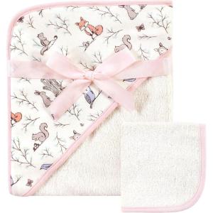 imageHudson Baby Unisex Baby Cotton Hooded Towel and Washcloth Blue Elephant One SizeEnchanted Forest